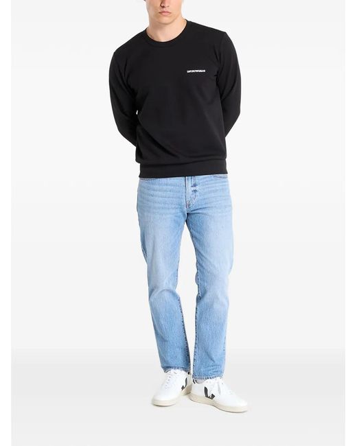 EA7 Black Logo-Print Sweatshirt for men