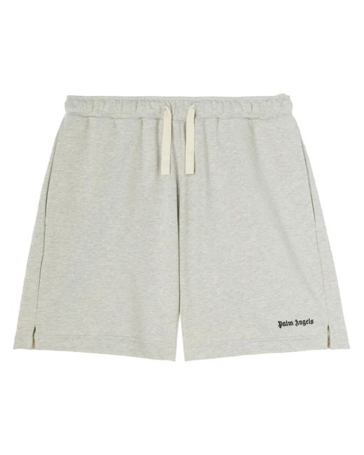 Palm Angels Gray Logo-embroidered Cotton Track Shorts - Men's - Cotton for men