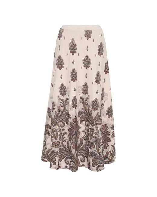 Cara Cara White Tavira Paisley-Print Pleated Maxi Skirt