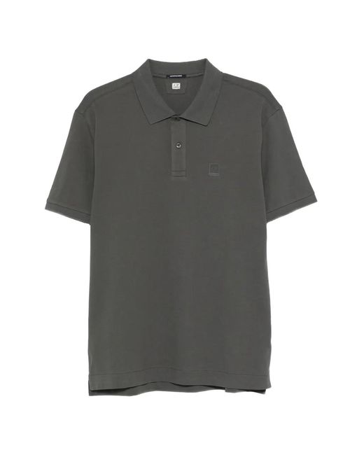 C P Company Gray Polo Shirt With Logo for men