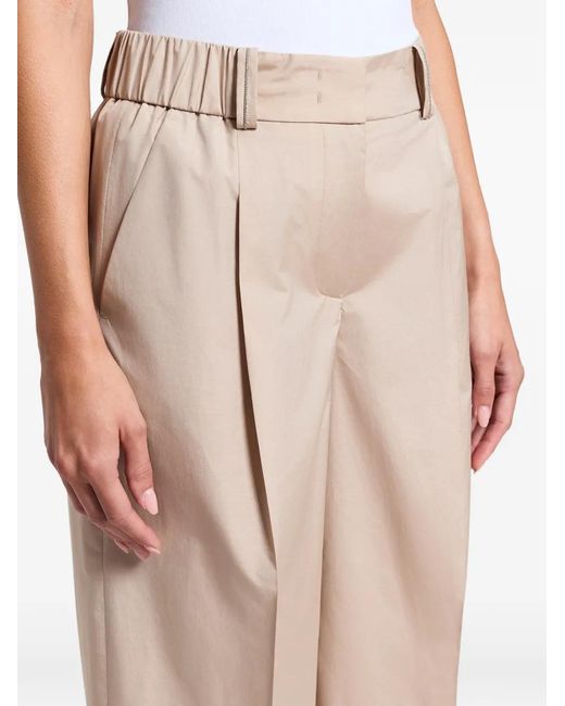 Peserico Natural Pleated Wide-Leg Trousers
