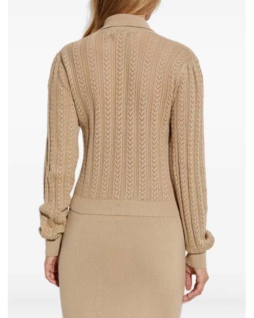 Alessandra Rich Natural Cardigan mit Zopfmuster