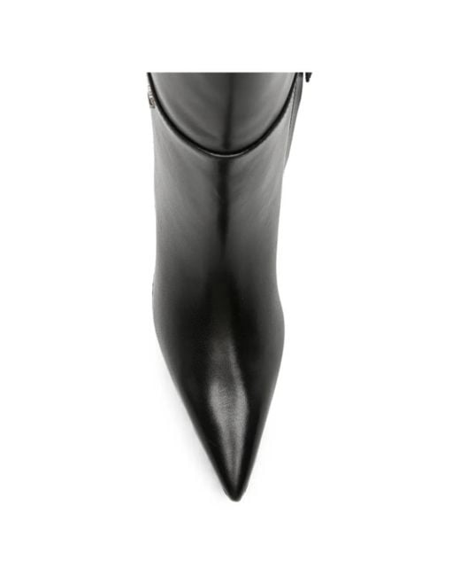 Patrizia Pepe Black Pointed-Toe Leather Boots