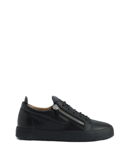 Giuseppe Zanotti Black Frankie Zip-Detail Leather Sneakers for men