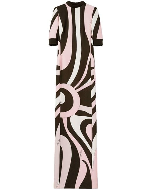 Emilio Pucci White Abstract-Pattern Print Maxi Dress