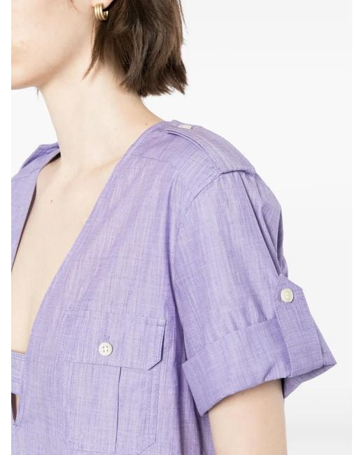 DSquared² Purple Epaulette-Detail Cargo Jumpsuit