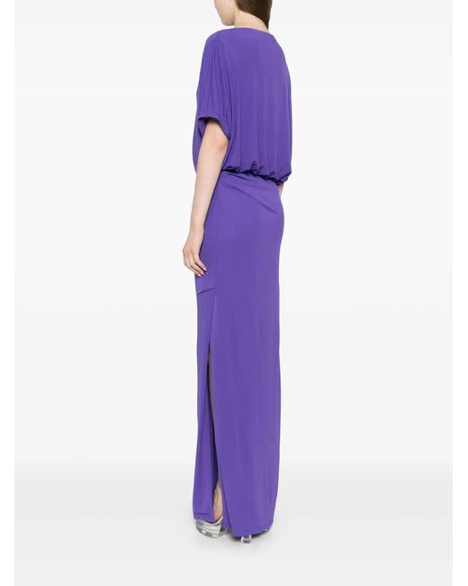 Jonathan Simkhai Purple Hollins Asymmetric Cape Gown