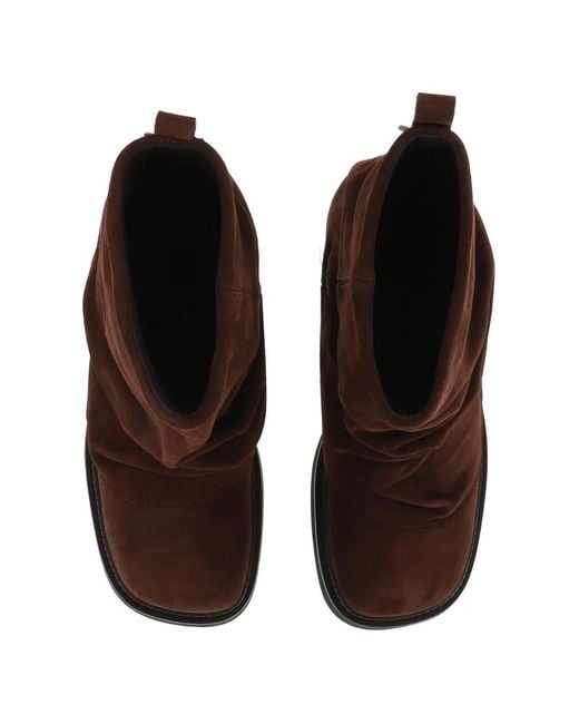 The Attico Brown Robin Layered Ankle Boots