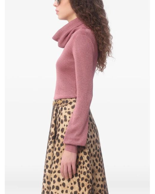 Valentino Garavani Pink Cowl-Neck Glittery Sweater