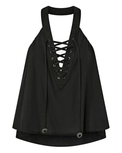 Pinko Black Lace-Up Top