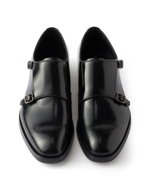 メンズ Prada ダブルバックル ローファー Black