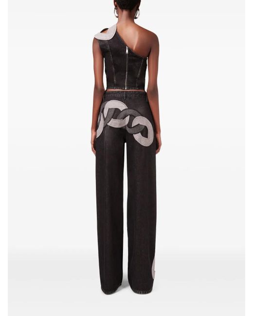 Area Gray Chain-detail Off-shoulder Top