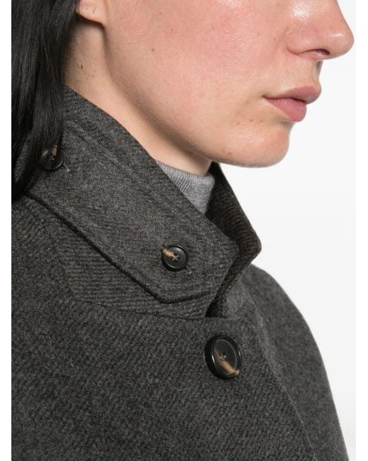 19.61 MILANO Gray Button-Up Funnel-Neck Coat