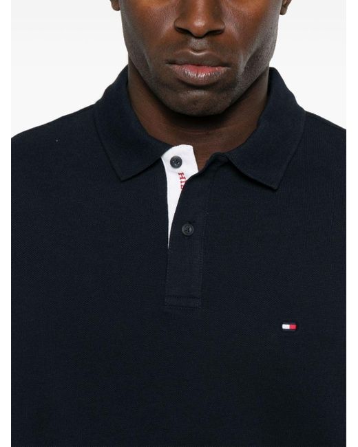 Tommy Hilfiger Black Logo-embroidered Polo Shirt for men