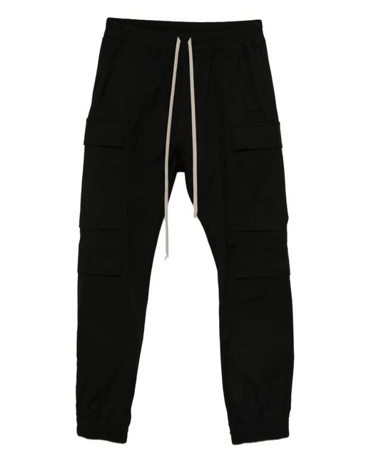 Rick Owens Black Drawstring Cargo Pants for men