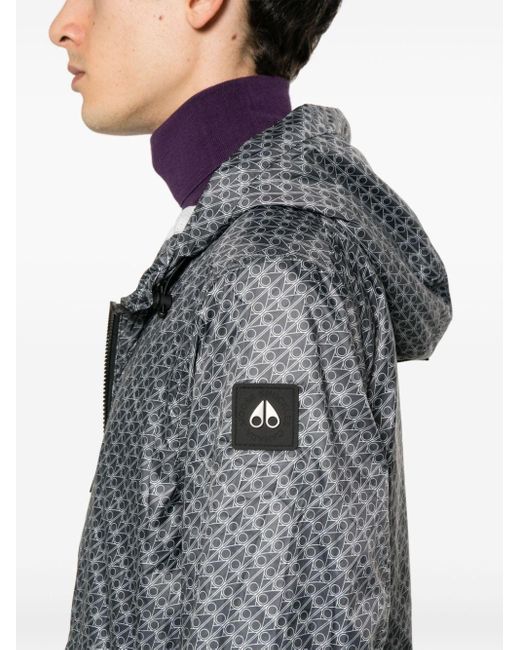 Moose Knuckles Gray Logo-patch Hooded Jacket for men