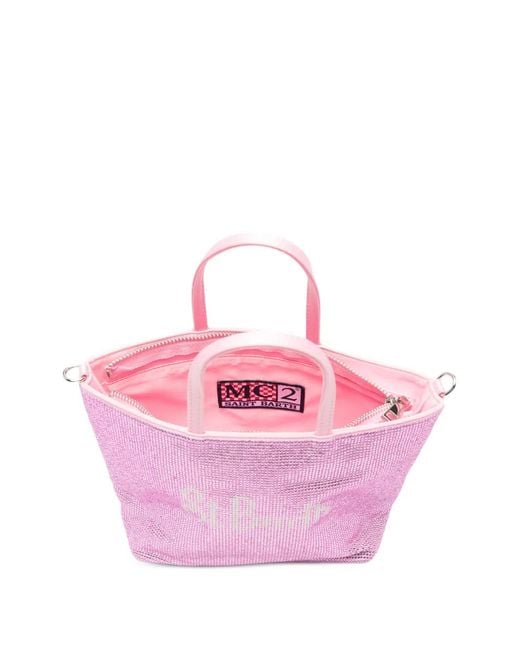 Mc2 Saint Barth Pink Mini Strass Tote Bag
