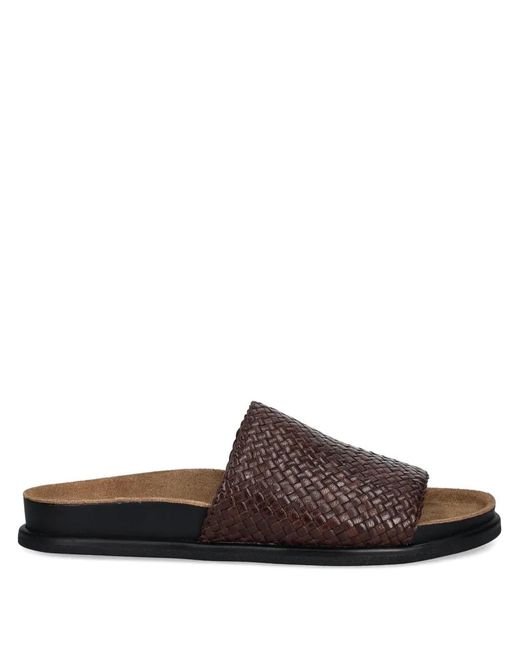 Vagabond Brown Effie Woven Leather Slides
