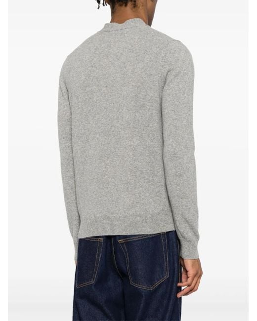 COMME DES GARÇONS PLAY Gray Heart-Motif Wool Cardigan