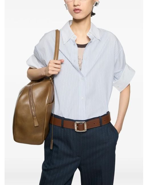 Acne Blue Pinstriped-Pattern Button-Down Shirt