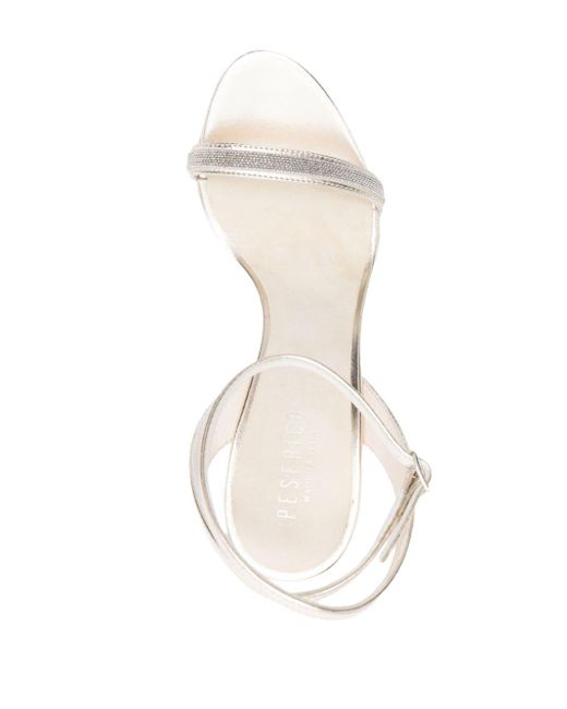 Peserico White 110mm Bead-detailed Leather Sandals