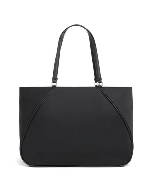 Lacoste Black Logo Top Handle Tote Bag