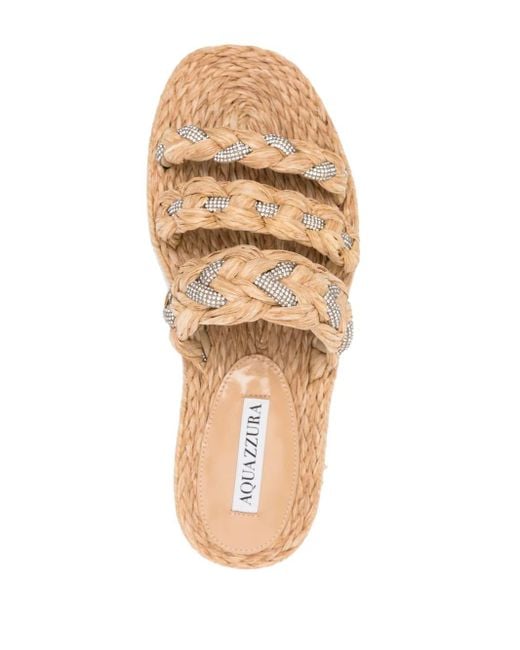 Aquazzura Natural Costiera Crystal-Embellishment Espadrilles