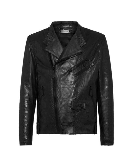 Philipp Plein Black Phyton Skull Printed Jacket for men