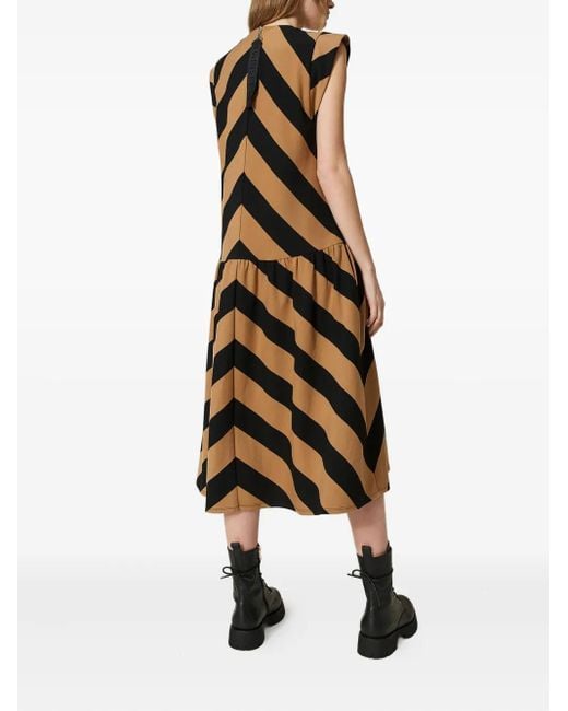 Twinset Black Chevron-Print Midi Dress