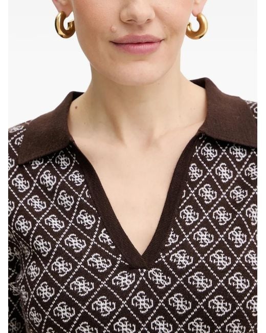 Guess Black Patterned V-Neck Mini Dress