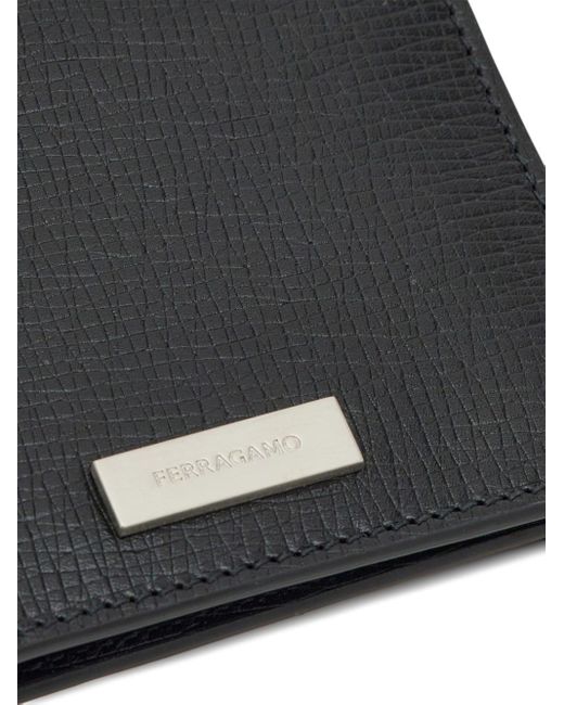 Ferragamo Logo-plaque Leather Wallet in Black for Men | Lyst