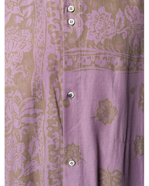 Magliano Purple Loose-Fit Floral-Print Shirt for men