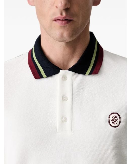 Drole de Monsieur White D Mirror Tipped Polo Shirt for men