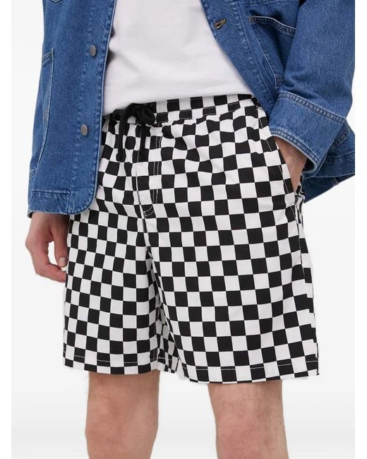 Vans Black Checkered Drawstring Shorts for men