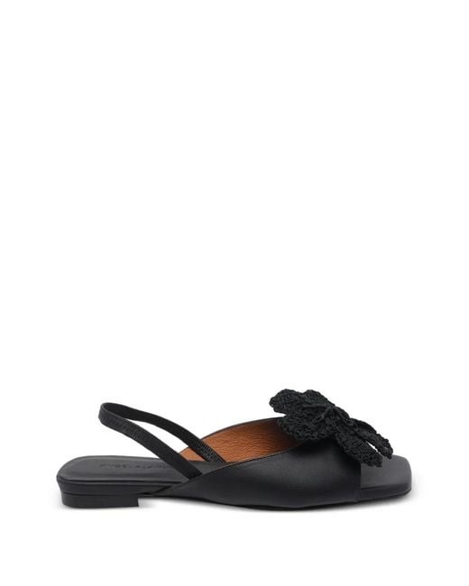 Angel Alarcon Black Flower Square-Toe Slingback