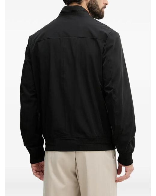 Guess Black Logo-Patch Bomber Jacket for men