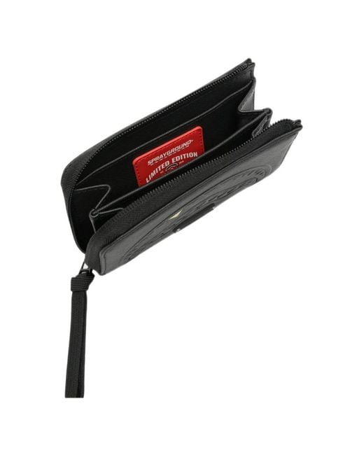 Sprayground Black Zip-Around Wallet for men