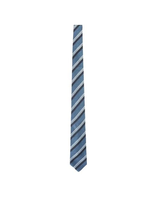 Kiton Blue Diagonal-Stripe Silk Tie for men