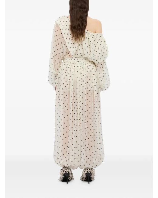 MSGM White Polka-Dot-Print Trousers