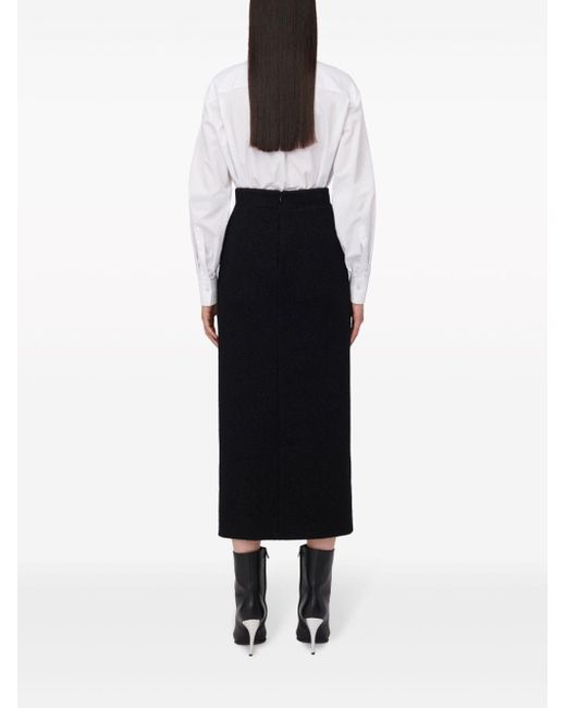 Alexander McQueen Black Slashed Pencil Midi Skirt