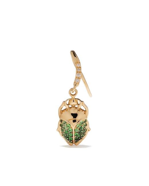 Aurelie Bidermann Metallic 18Kt Diamonds Single Beetle Earring