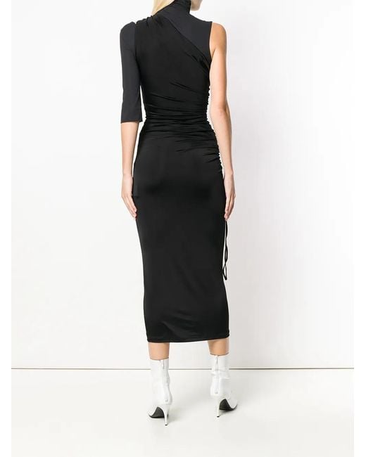 Off-White c/o Virgil Abloh Black Asymmetric-Sleeve Midi Dress