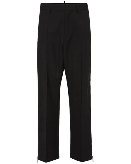 DSquared² Black Pleat-Detail Tailored Trousers for men