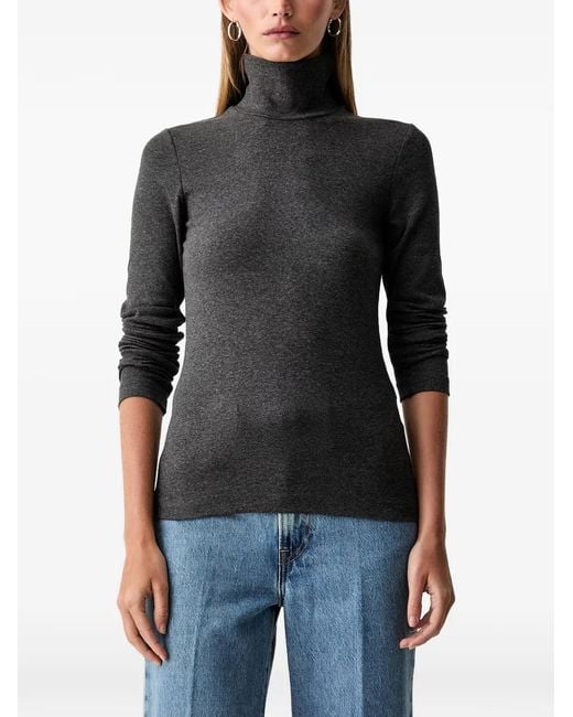 Marc O' Polo Black Ribbed-Knit Roll-Neck Top