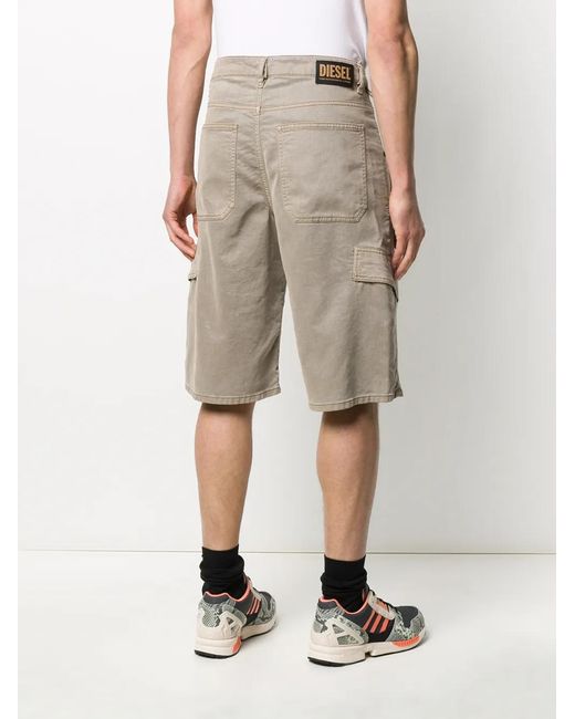 DIESEL Gray Plain Cargo Shorts for men