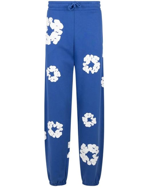 DENIM TEARS Blue Wreath-Print Track Pants for men