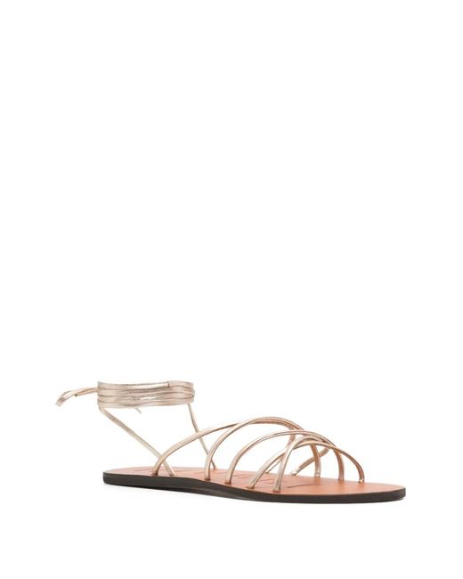 Manebí White Lace-Up Flat Sandals