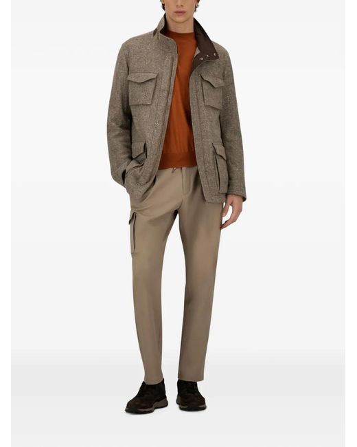 Herno Gray Wool Long-Sleeve Jacket for men