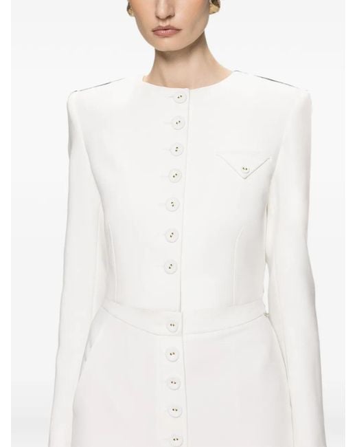 Nissa White Buttoned Cropped Jacket