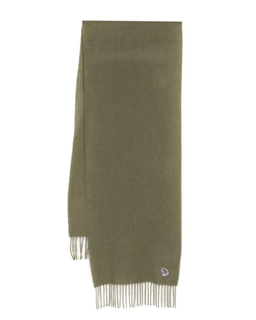 PS by Paul Smith Green Fringed Wool Scarf for men
